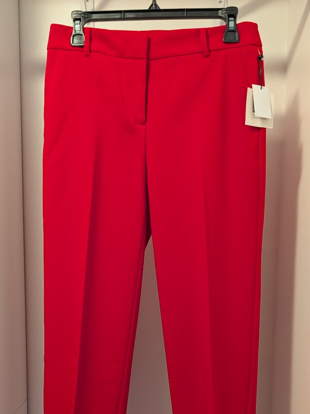 Ann Klein Classic Straight Leg Trouser Pants in Crimson Red